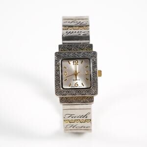 Accutime Heart Quartz Watch Stainless Steel Silver Gold Bracelet Wristwatch